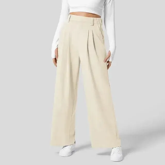 Solid Wide Leg Pants For Woman Work Business