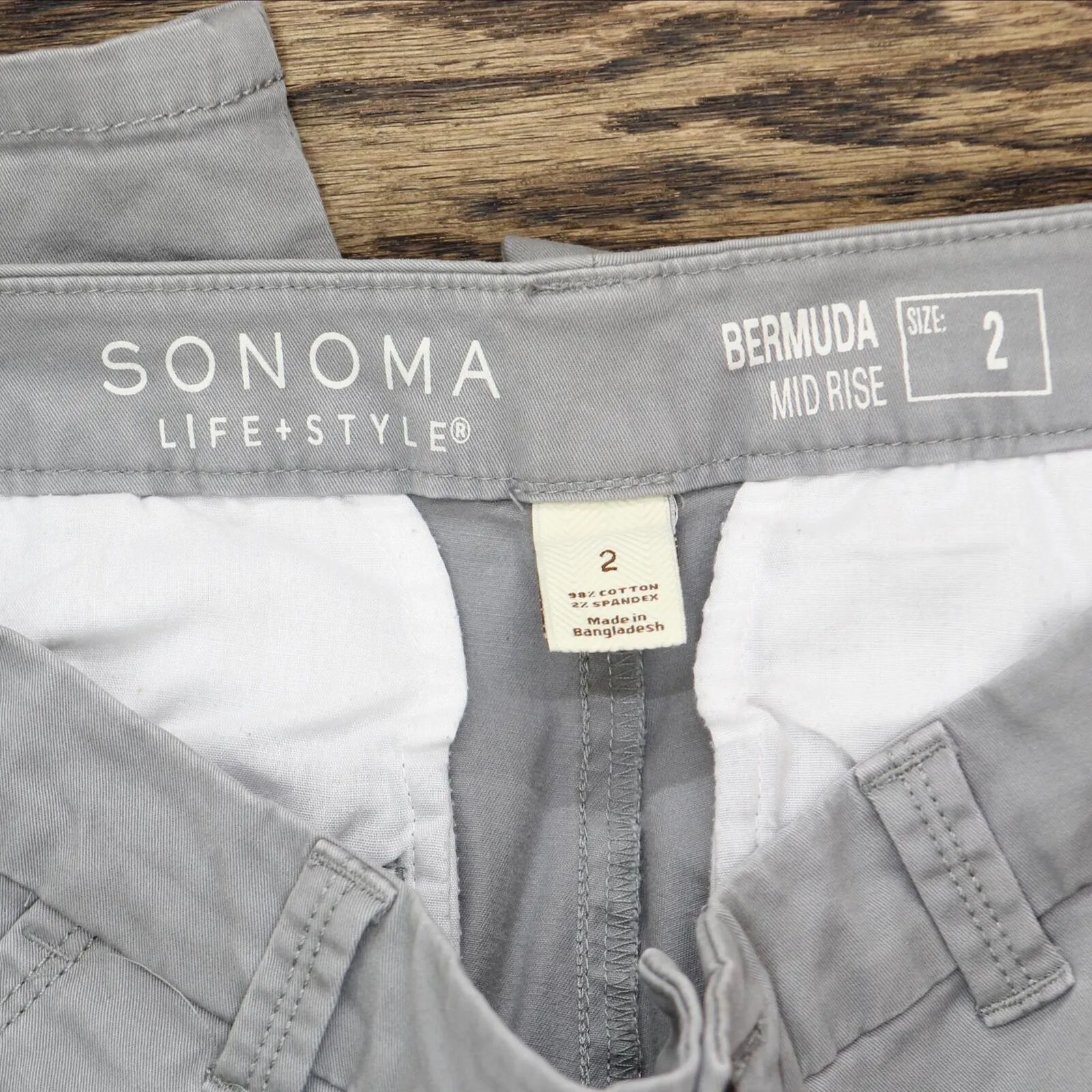 Sonoma Womens Bermuda Mid Rise Shorts 166a4886bf1839 Gray 2