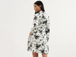 Spread Collar Floral Print Dresses