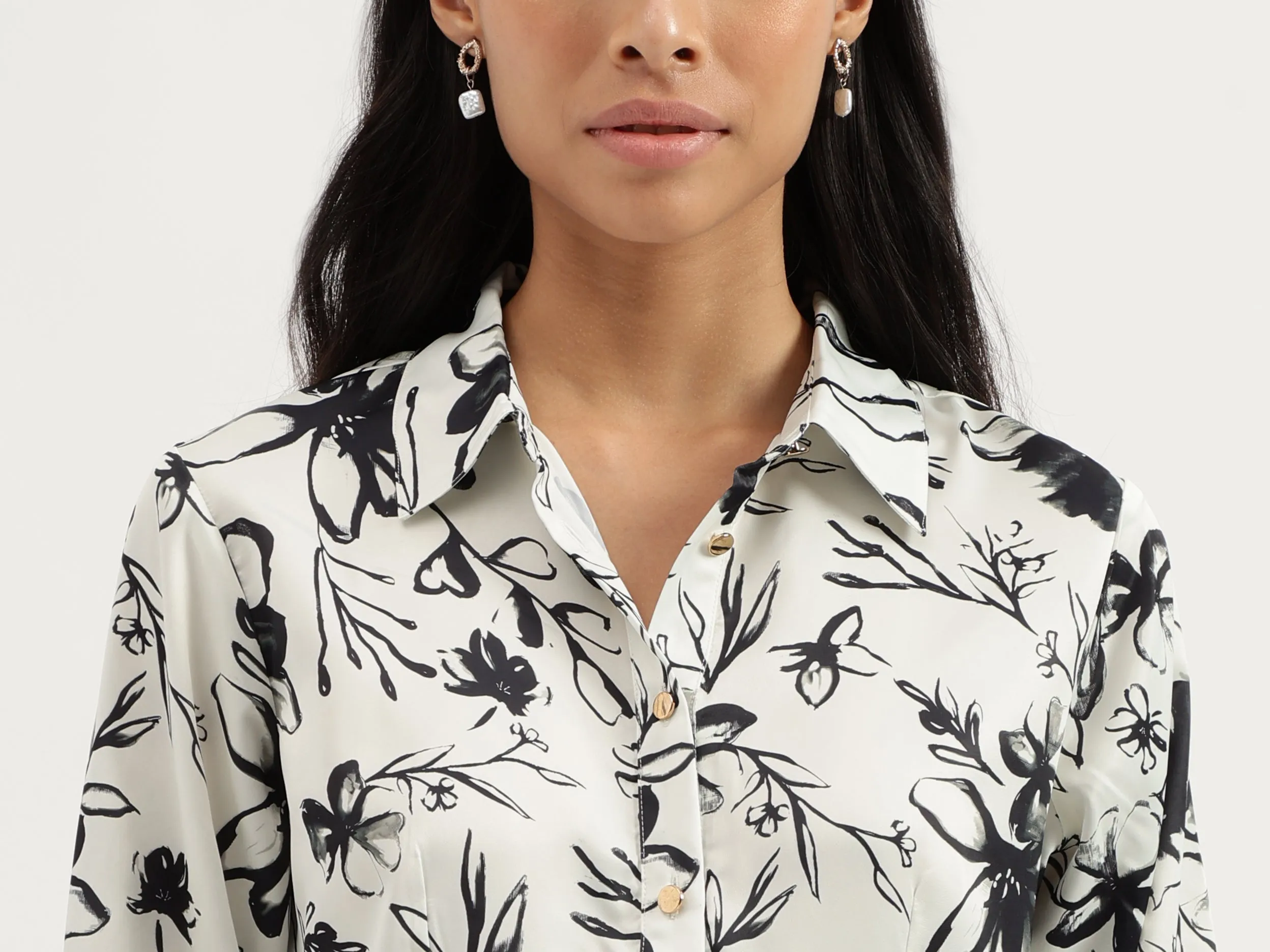 Spread Collar Floral Print Dresses