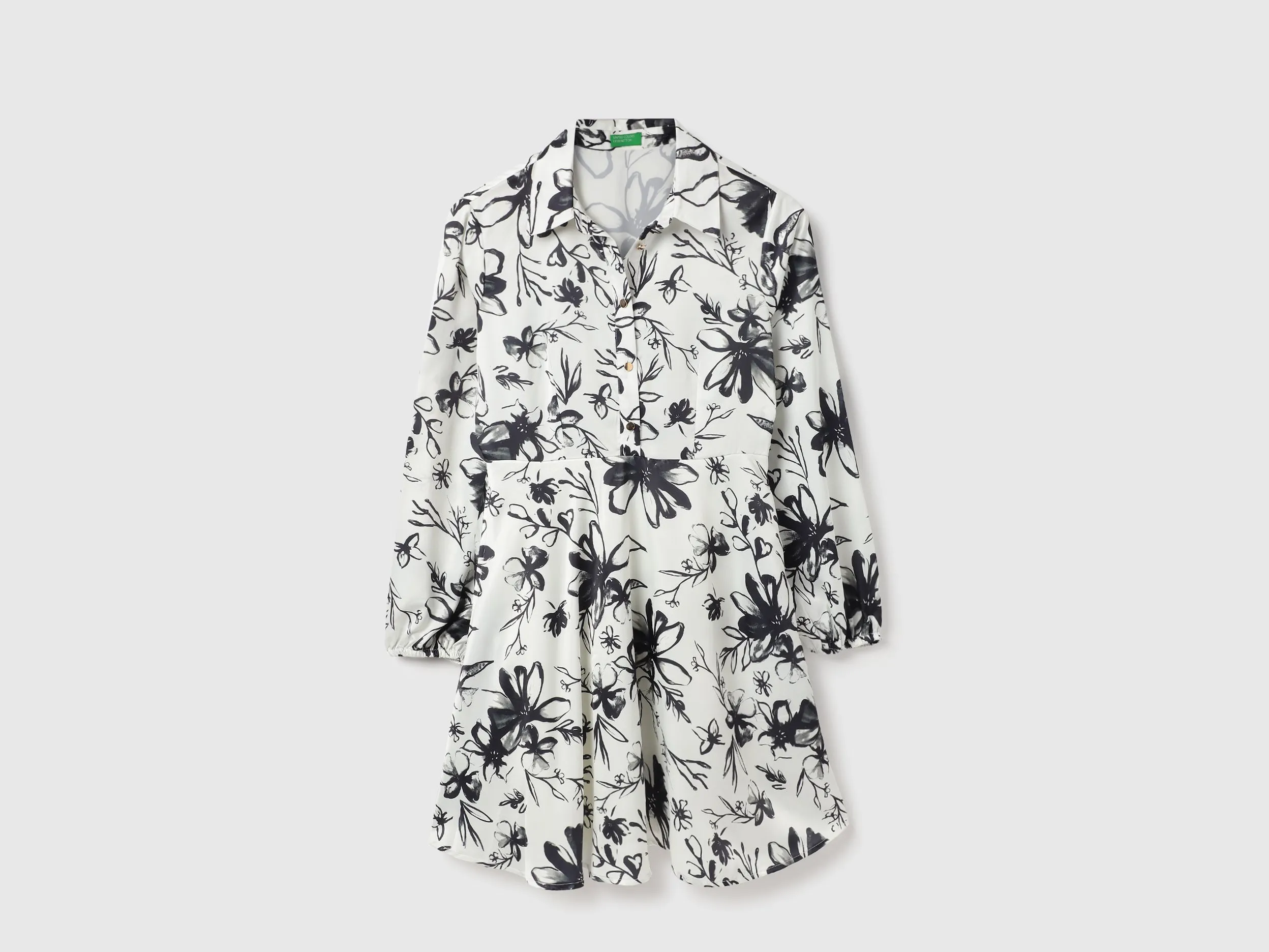 Spread Collar Floral Print Dresses