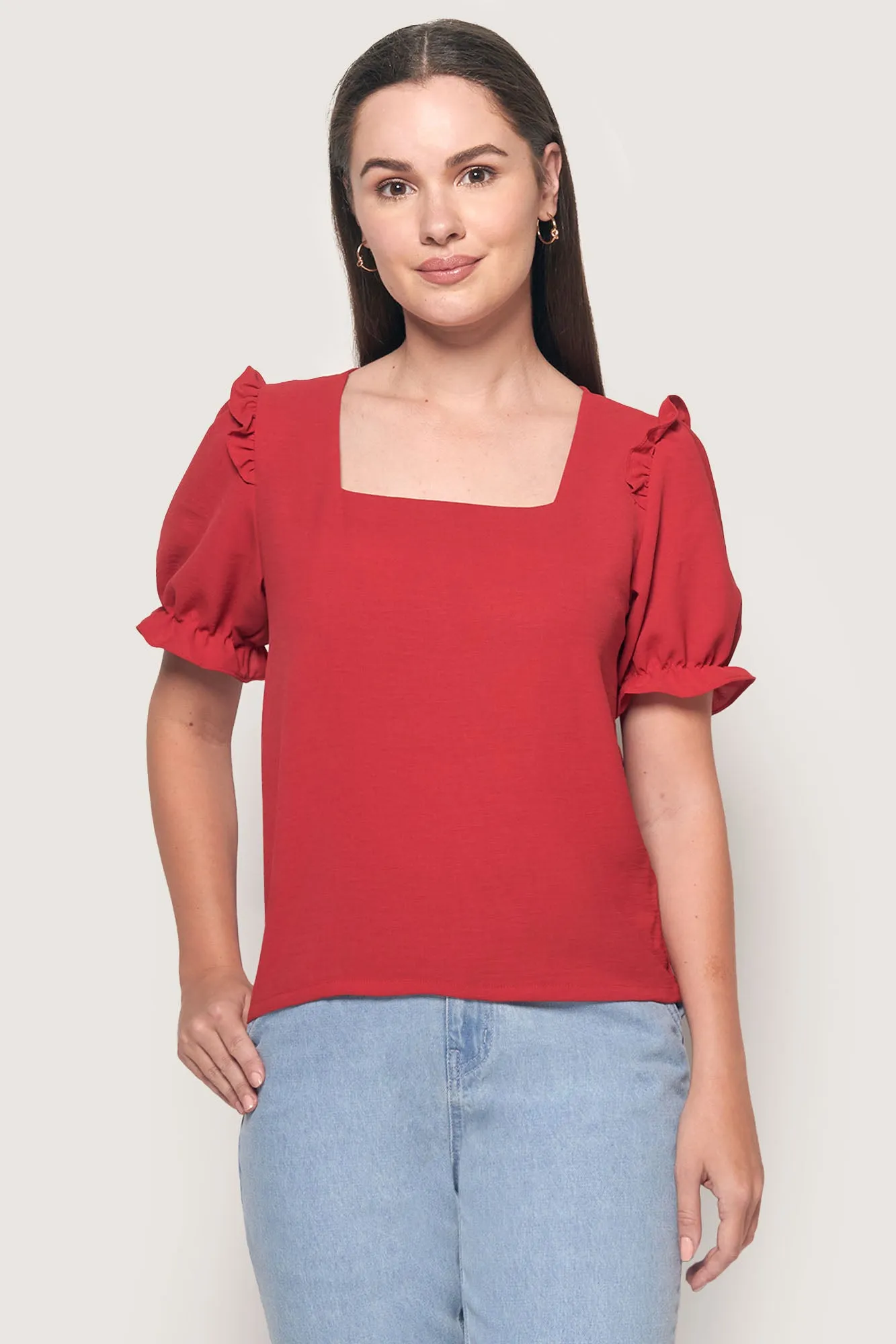 Square Neck Puff Sleeve Shirt