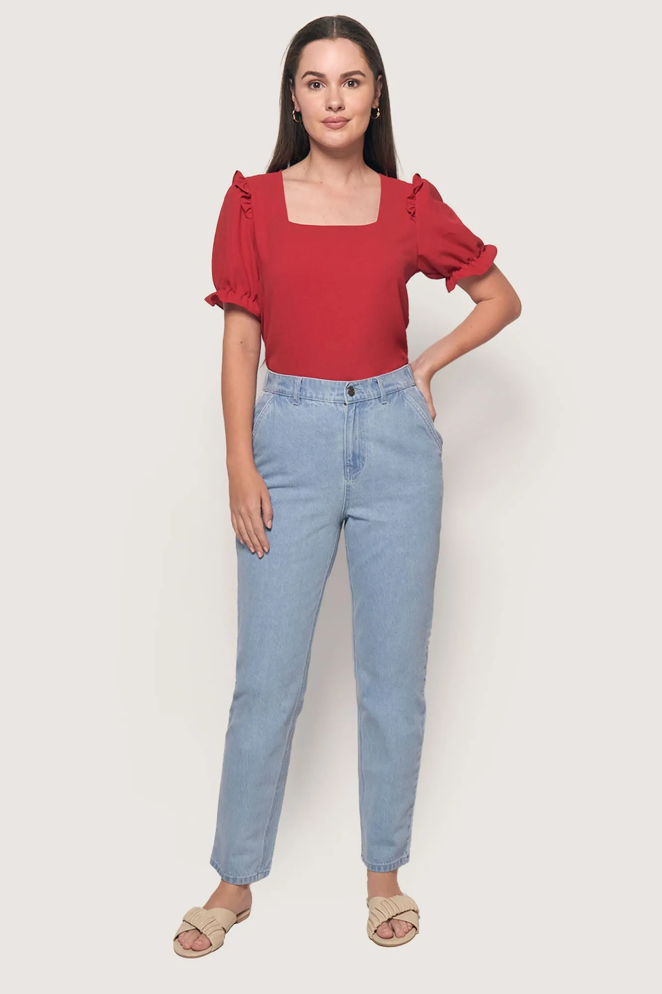 Square Neck Puff Sleeve Shirt