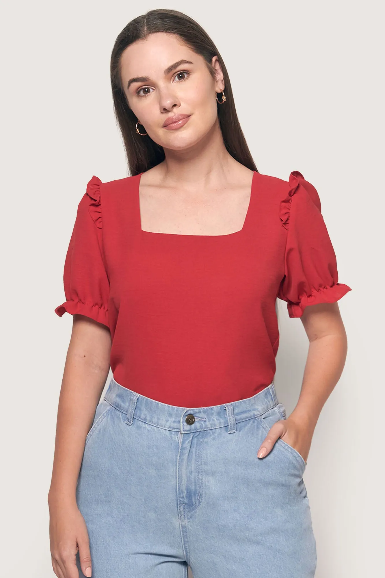 Square Neck Puff Sleeve Shirt