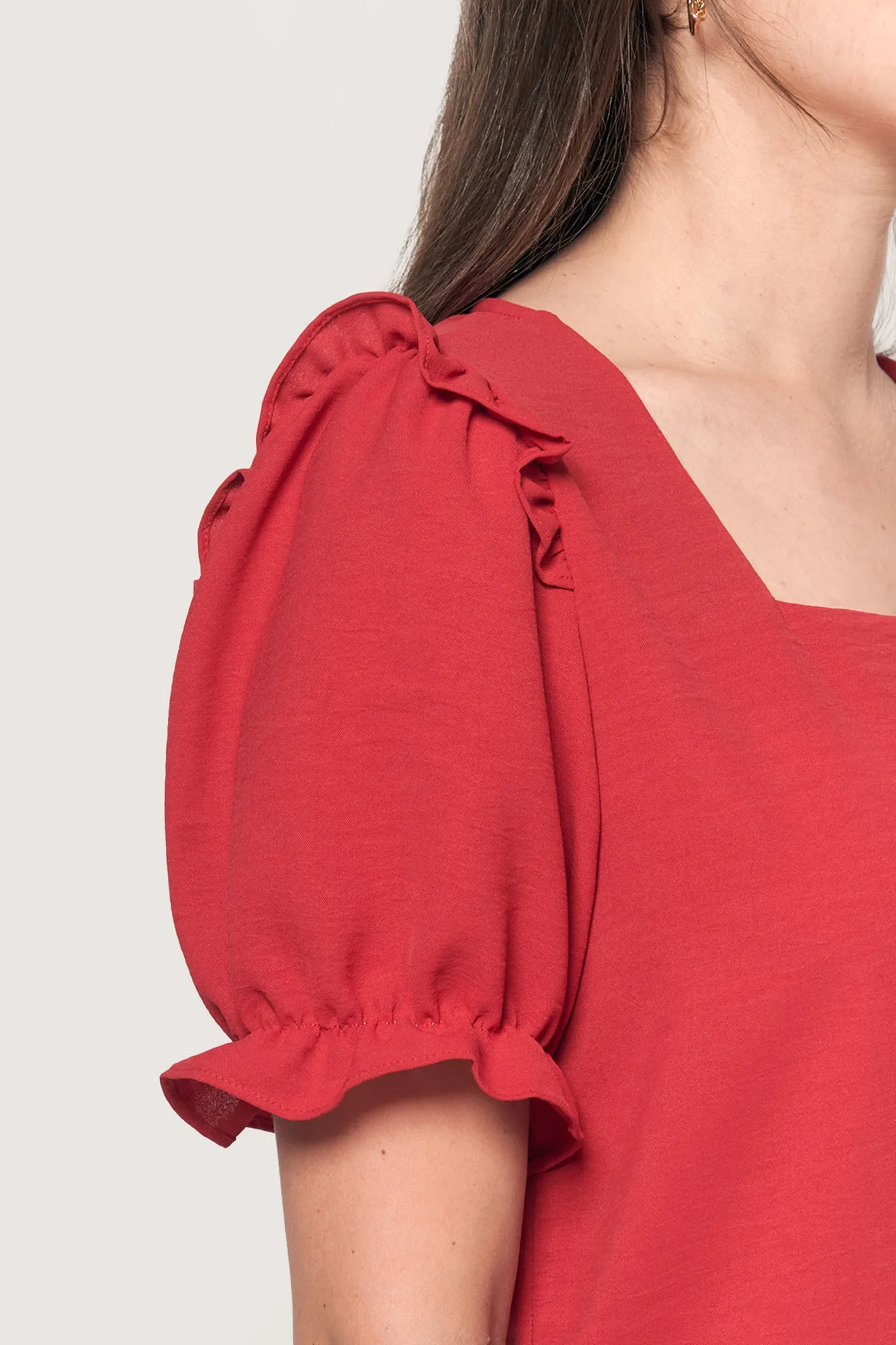 Square Neck Puff Sleeve Shirt