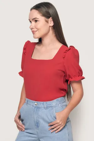 Square Neck Puff Sleeve Shirt