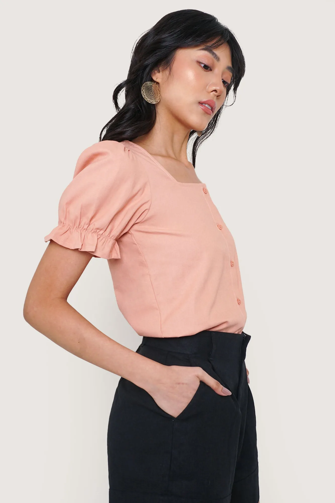 Square Neck Puff Sleeve Top