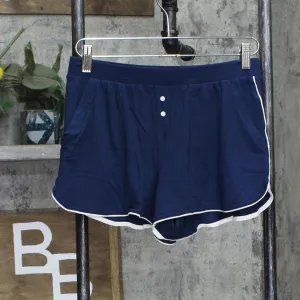 Stars Above Womens Knit Pull On Contrast Pipe Pajama Sleep Shorts Navy Blue S