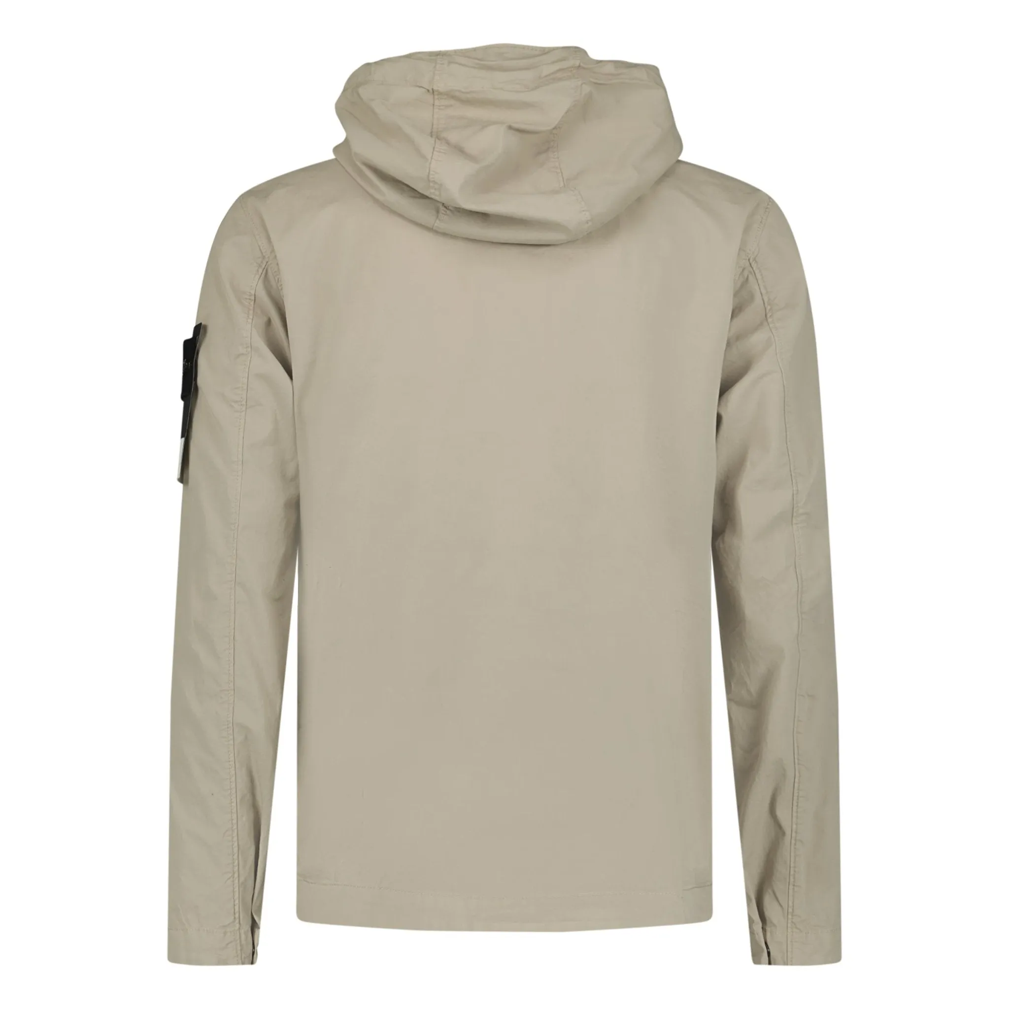 STONE ISLAND FULL ZIP UP HOODED OVERSHIRT BEIGE