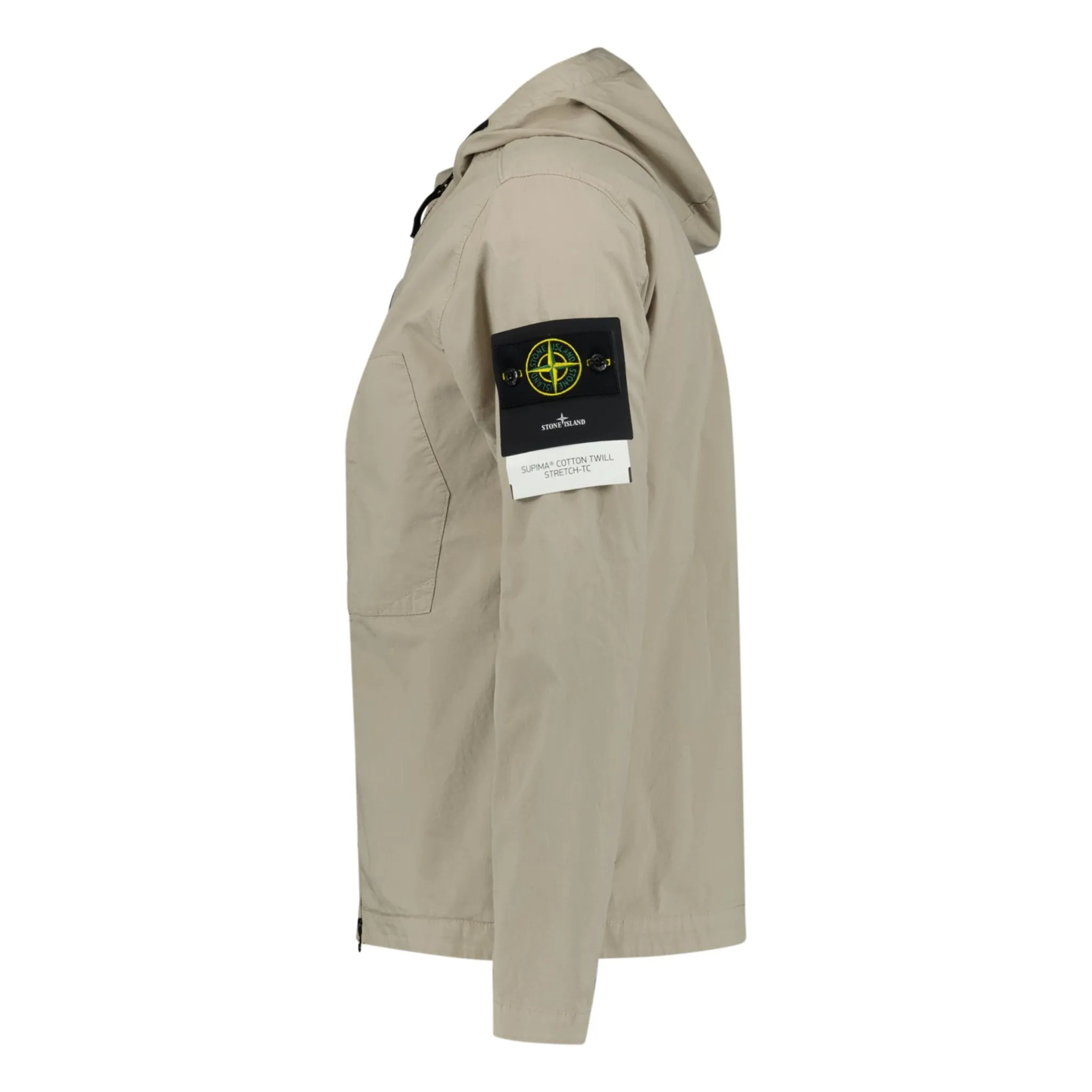 STONE ISLAND FULL ZIP UP HOODED OVERSHIRT BEIGE