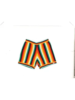 Straight-Leg Logo-Appliquéd Striped Cotton-Blend Terry Shorts