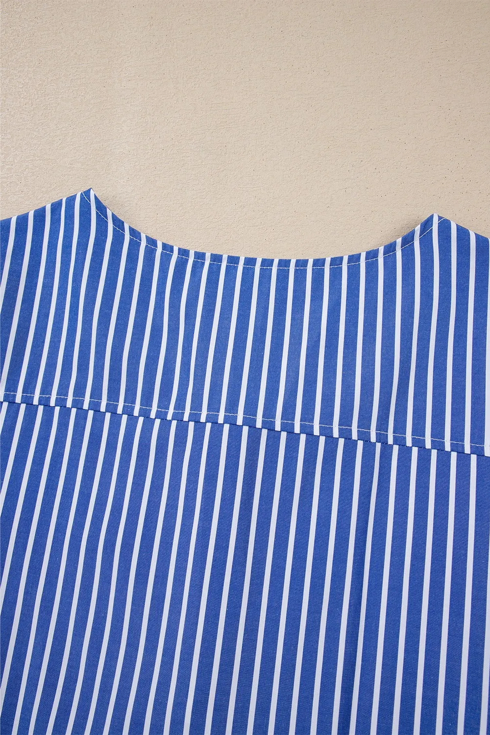 Stripe Tied Front Puff Short Sleeve Top for Women