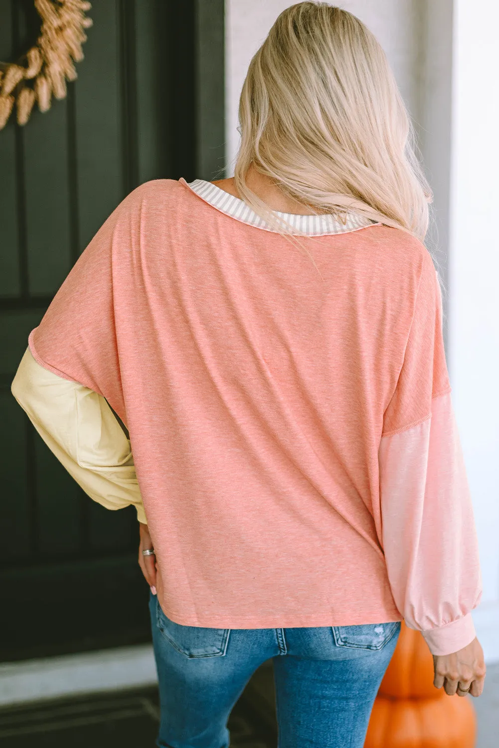 Striped Color Block Splicing T Shirt