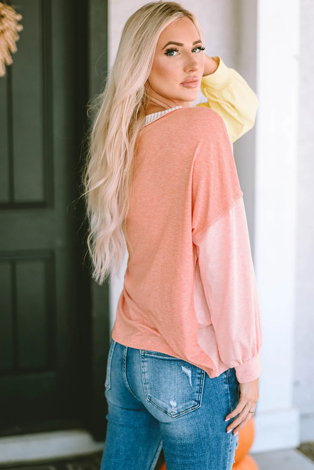 Striped Color Block Splicing T Shirt