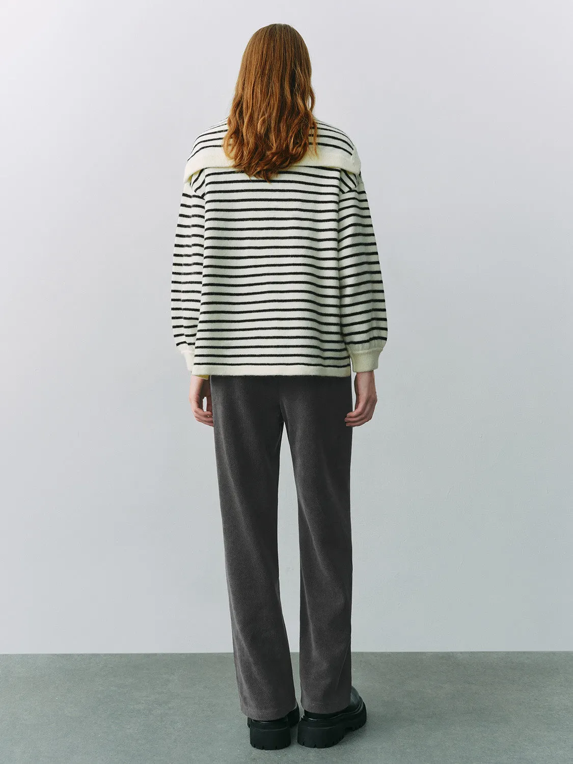 Striped Lapel Knitted T-Shirts