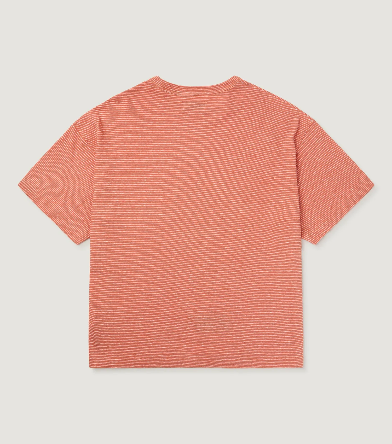 Striped Linen-Cotton T-shirt Coral