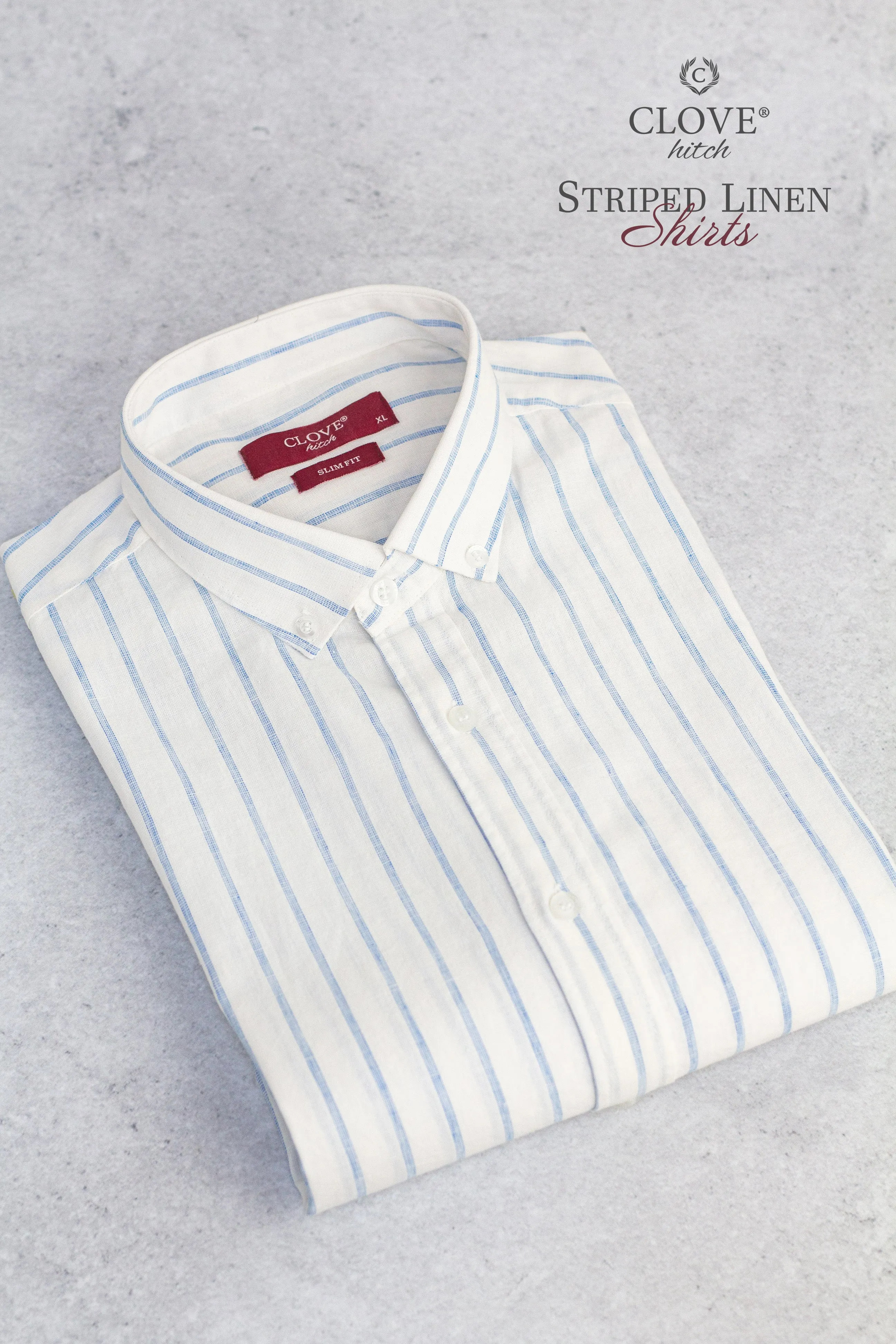 Striped Linen Shirt - Baby Blue