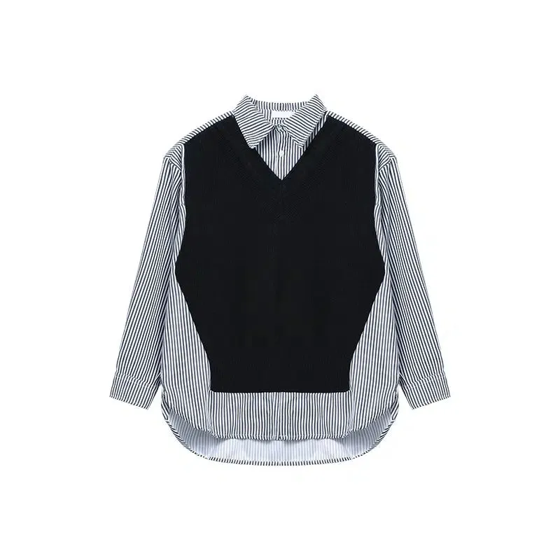 Striped Patchwork Two-piece Shirt