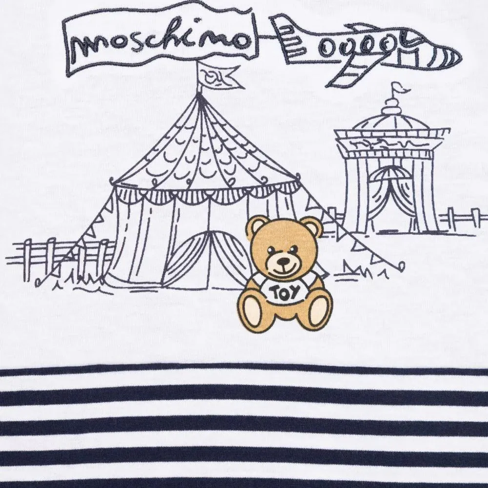 STRIPED SS TEE W CIRCUS BEAR PRINT