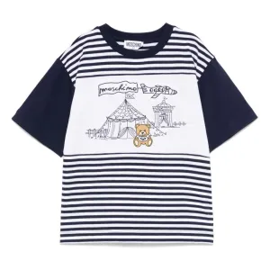 STRIPED SS TEE W CIRCUS BEAR PRINT