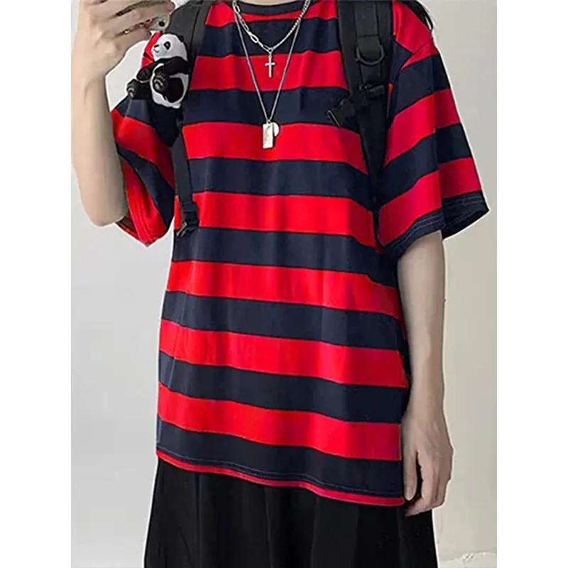 Striped Sweater Long Sleeve T shirt Streetwear for Women Oversized Striped Blouse Long Sleeve Grunge T-Shirt
