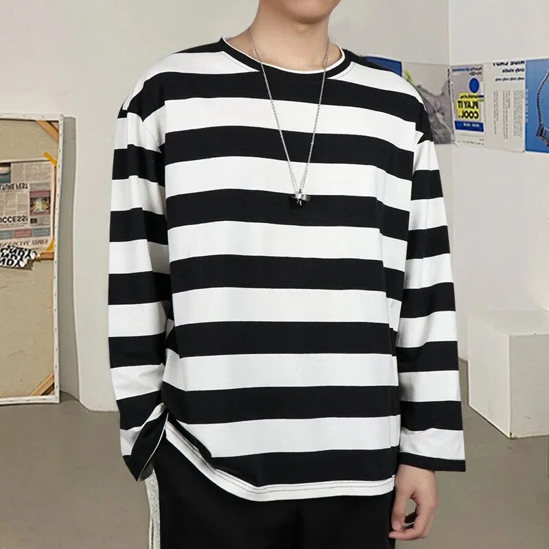 Striped Sweater Long Sleeve T shirt Streetwear for Women Oversized Striped Blouse Long Sleeve Grunge T-Shirt