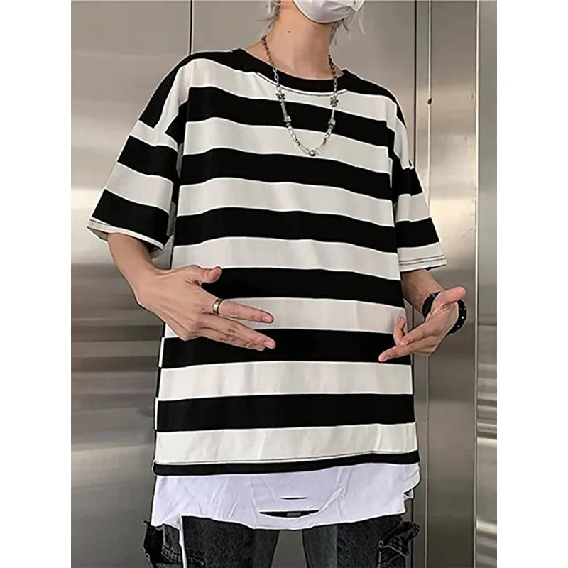 Striped Sweater Long Sleeve T shirt Streetwear for Women Oversized Striped Blouse Long Sleeve Grunge T-Shirt