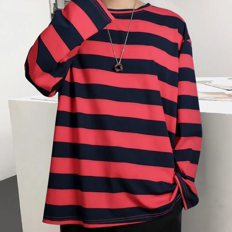 Striped Sweater Long Sleeve T shirt Streetwear for Women Oversized Striped Blouse Long Sleeve Grunge T-Shirt