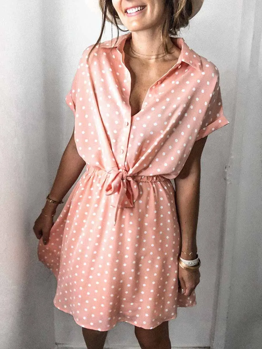 Stunncal Polka Dot Belt Dress