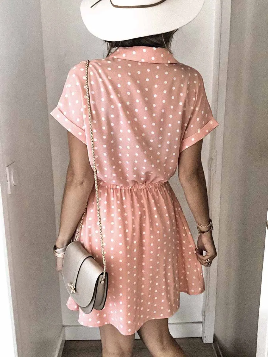 Stunncal Polka Dot Belt Dress