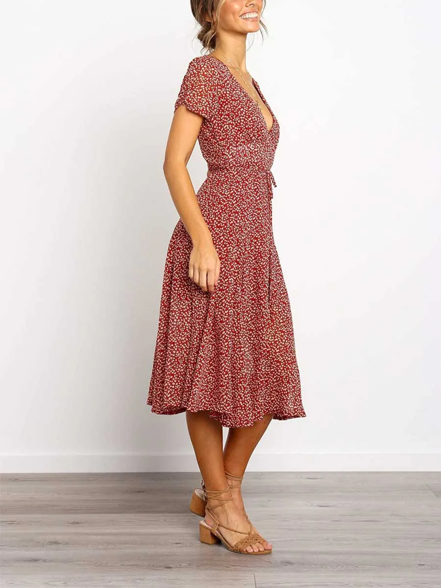 Stunncal Print Dot Belt Dress