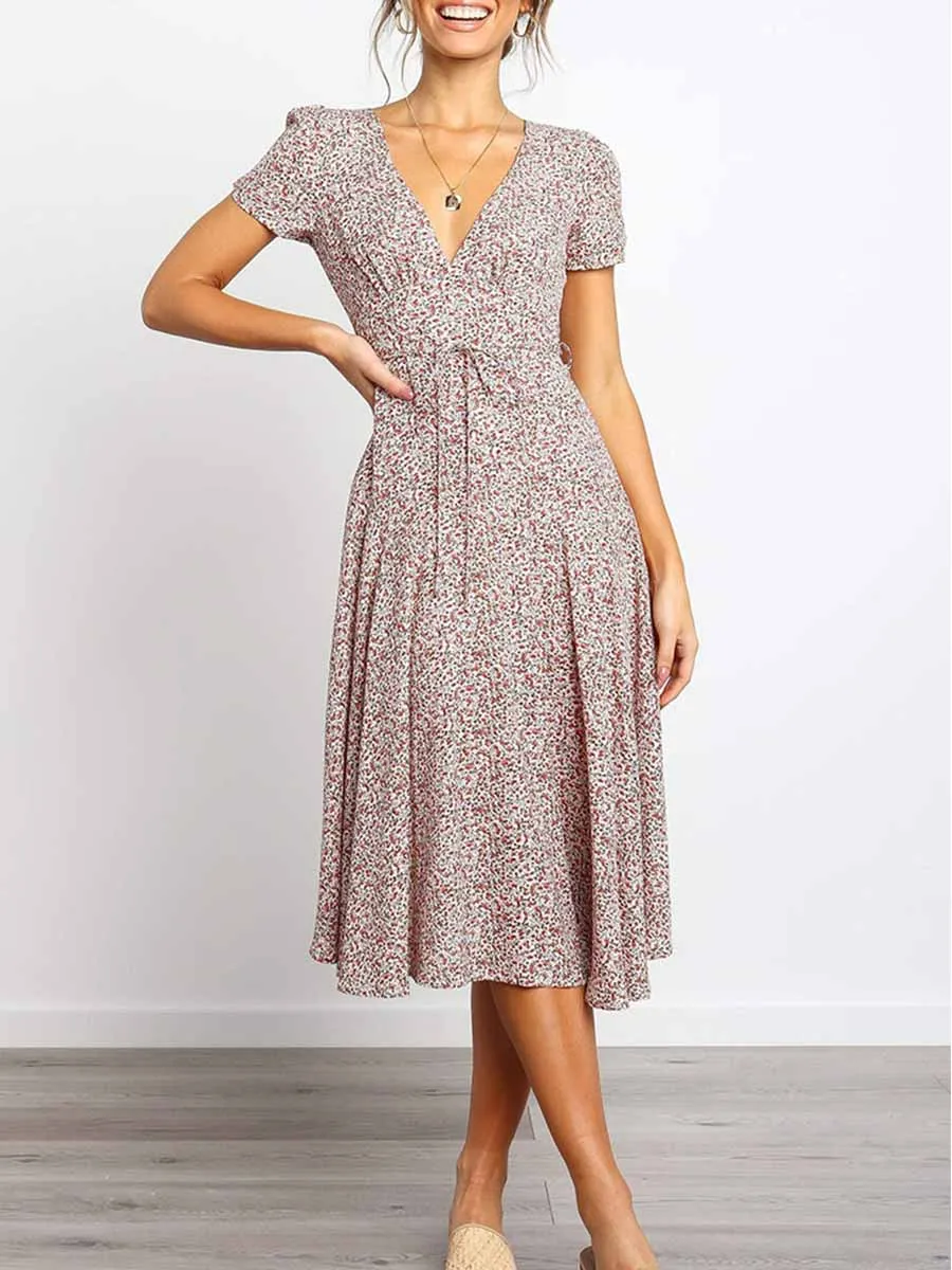 Stunncal Print Dot Belt Dress
