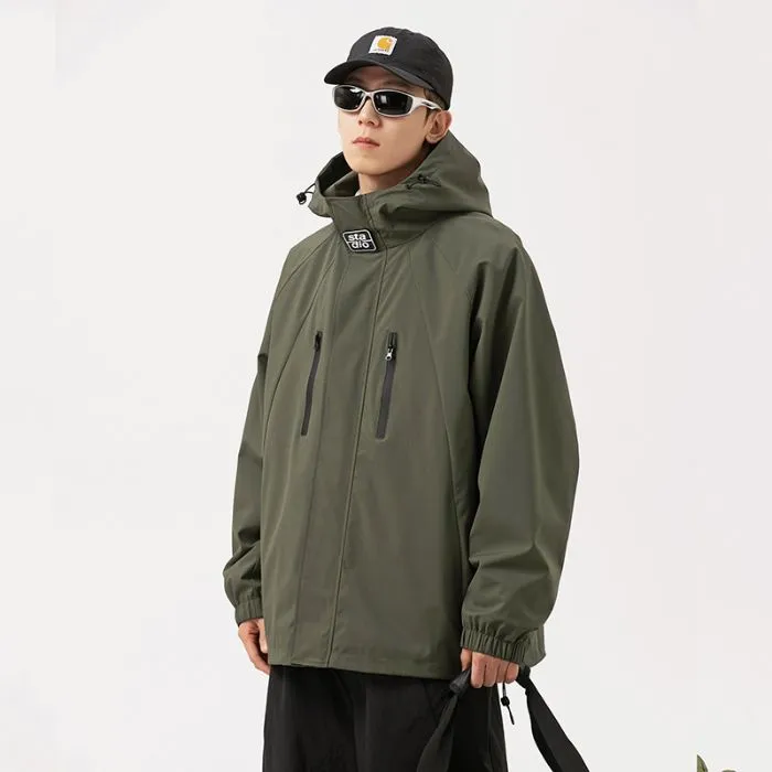Stylish Hooded Raincoat with Elastic Hem for Men