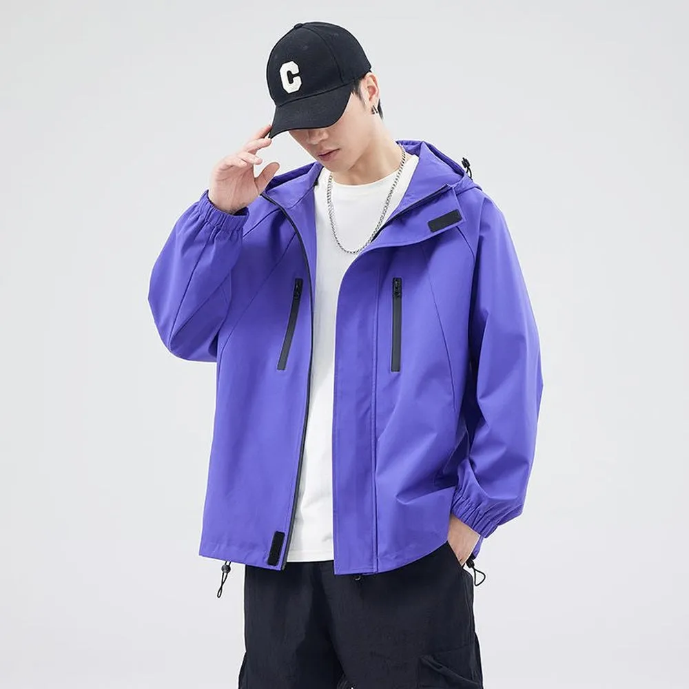 Stylish Hooded Raincoat with Elastic Hem for Men