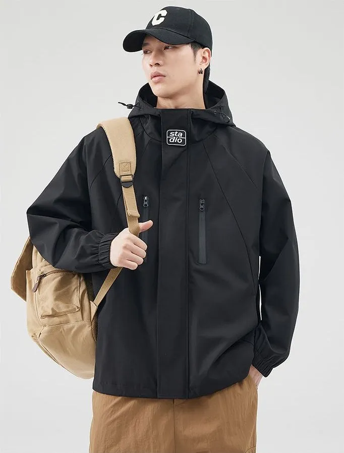 Stylish Hooded Raincoat with Elastic Hem for Men