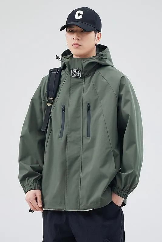 Stylish Hooded Raincoat with Elastic Hem for Men
