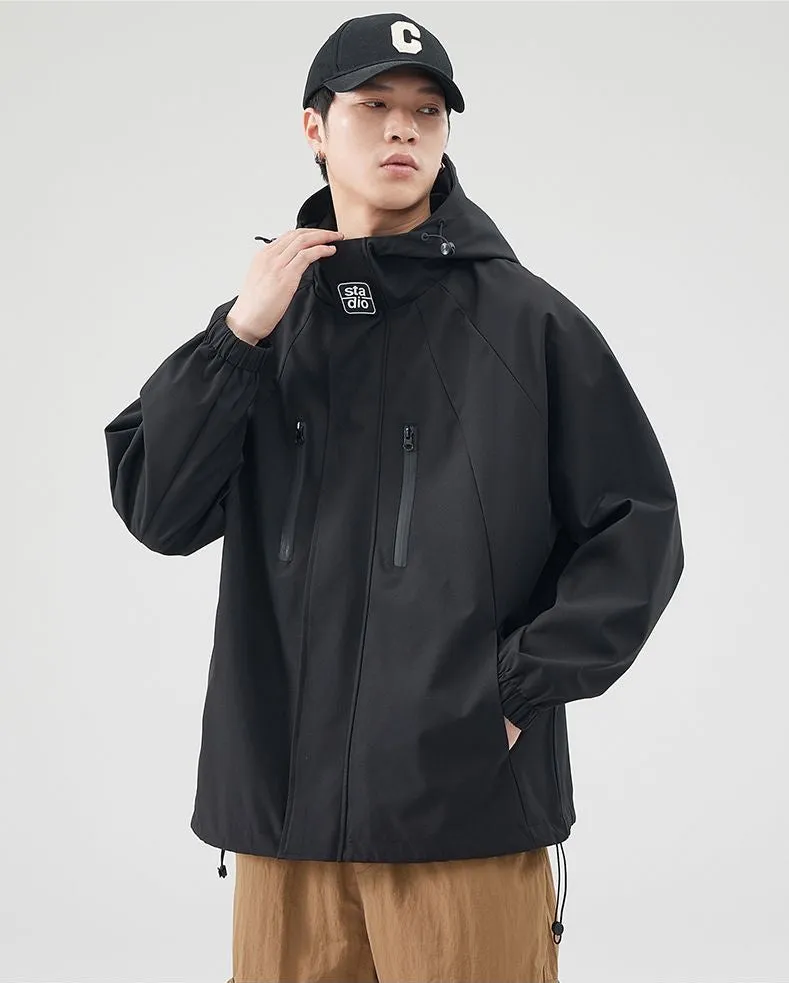 Stylish Hooded Raincoat with Elastic Hem for Men