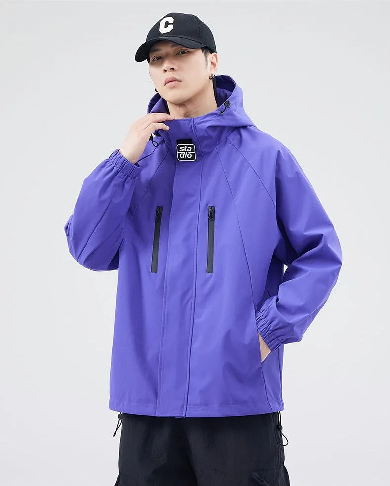 Stylish Hooded Raincoat with Elastic Hem for Men