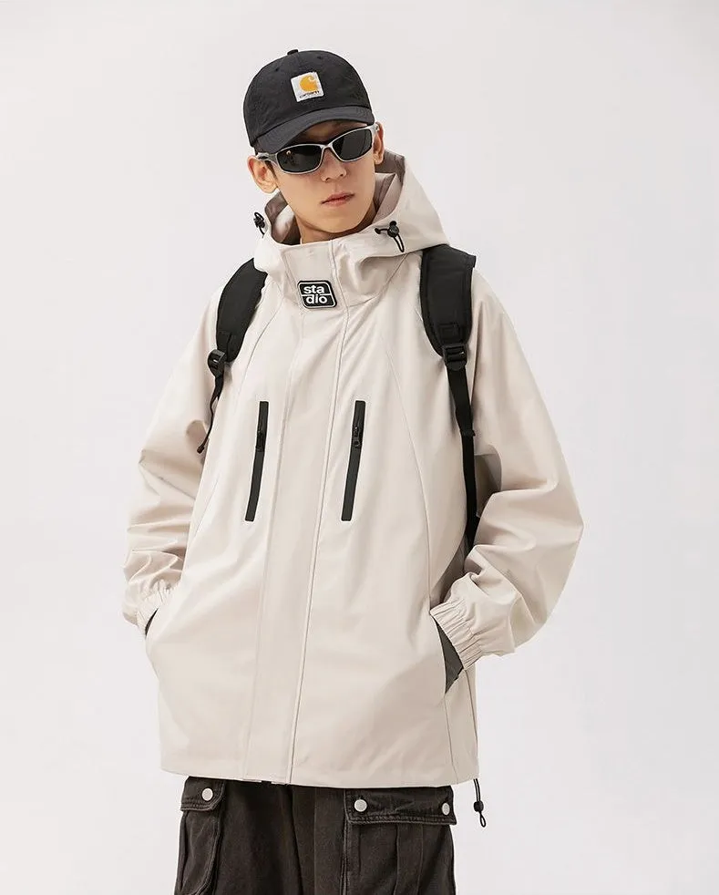 Stylish Hooded Raincoat with Elastic Hem for Men