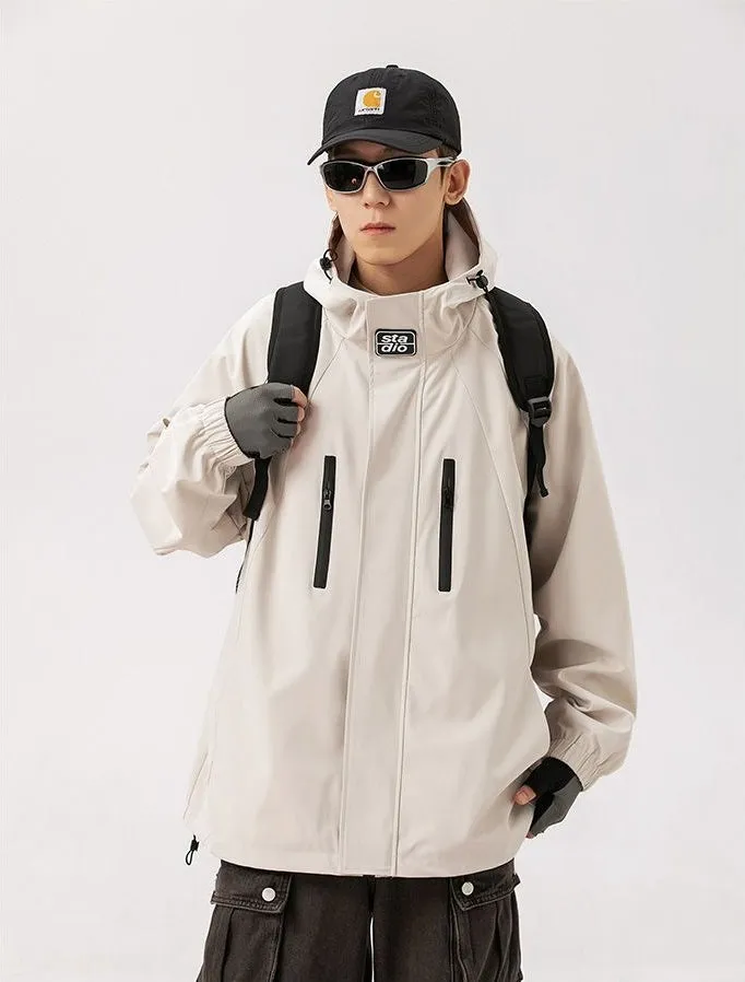 Stylish Hooded Raincoat with Elastic Hem for Men