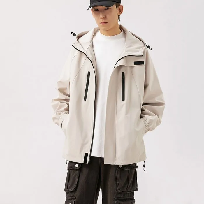 Stylish Hooded Raincoat with Elastic Hem for Men