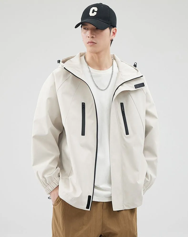 Stylish Hooded Raincoat with Elastic Hem for Men