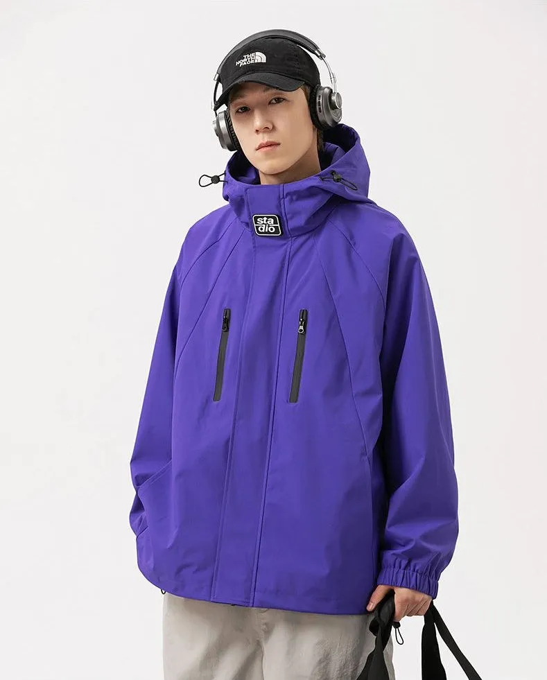 Stylish Hooded Raincoat with Elastic Hem for Men