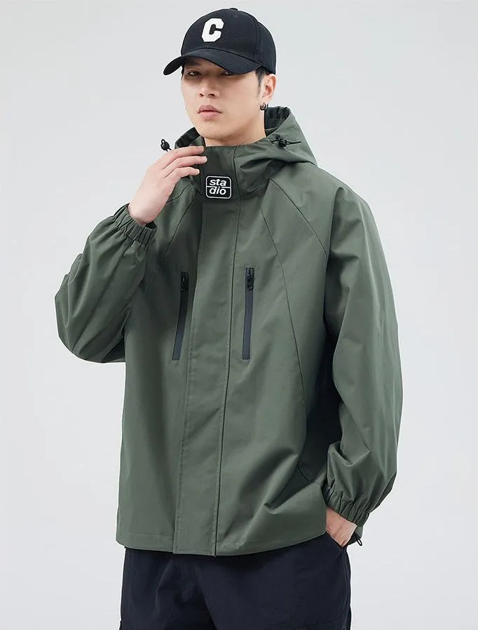 Stylish Hooded Raincoat with Elastic Hem for Men