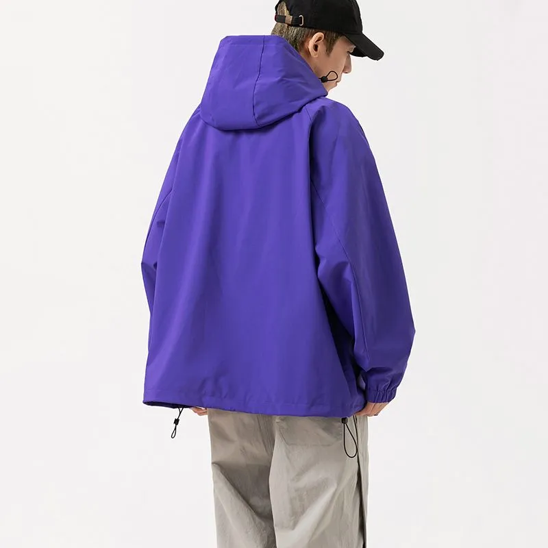 Stylish Hooded Raincoat with Elastic Hem for Men
