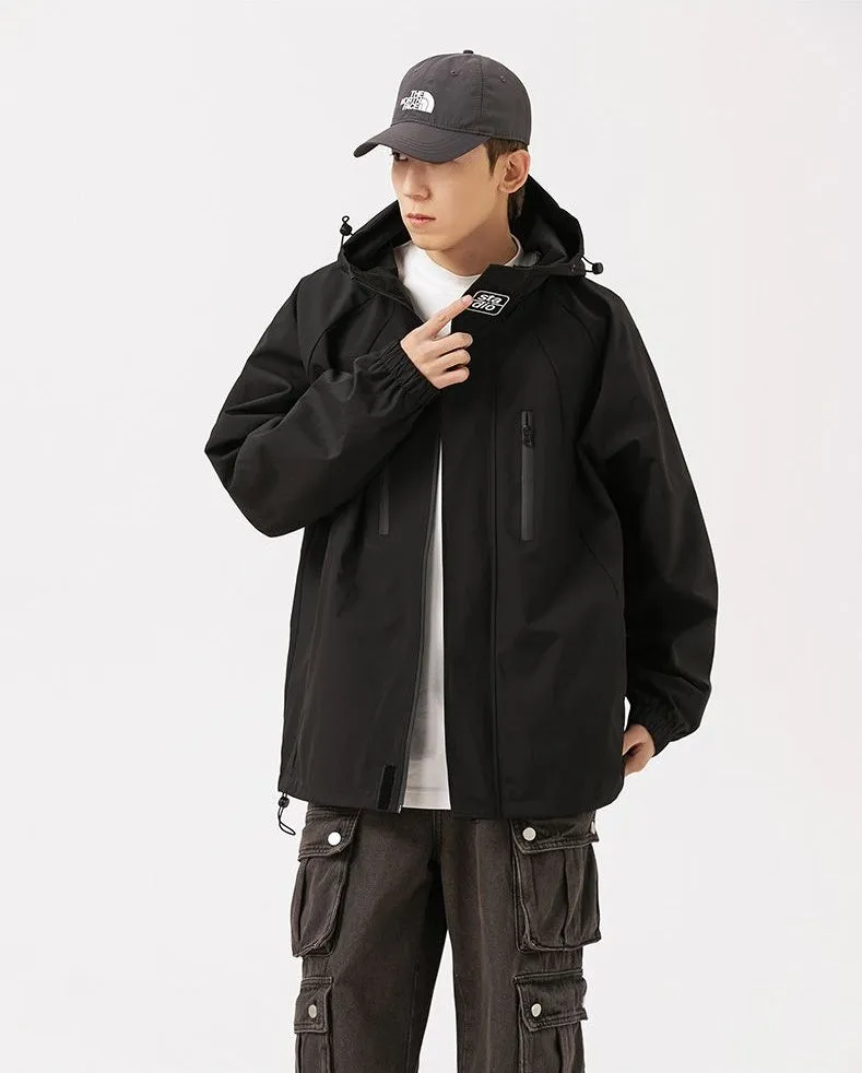 Stylish Hooded Raincoat with Elastic Hem for Men