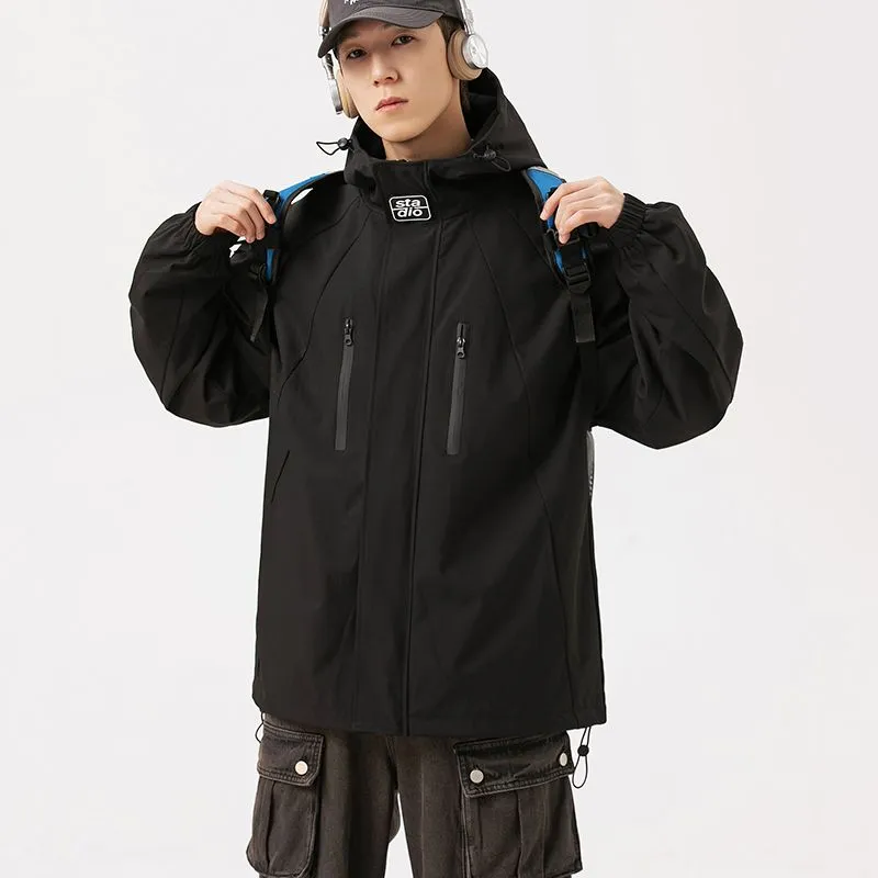 Stylish Hooded Raincoat with Elastic Hem for Men