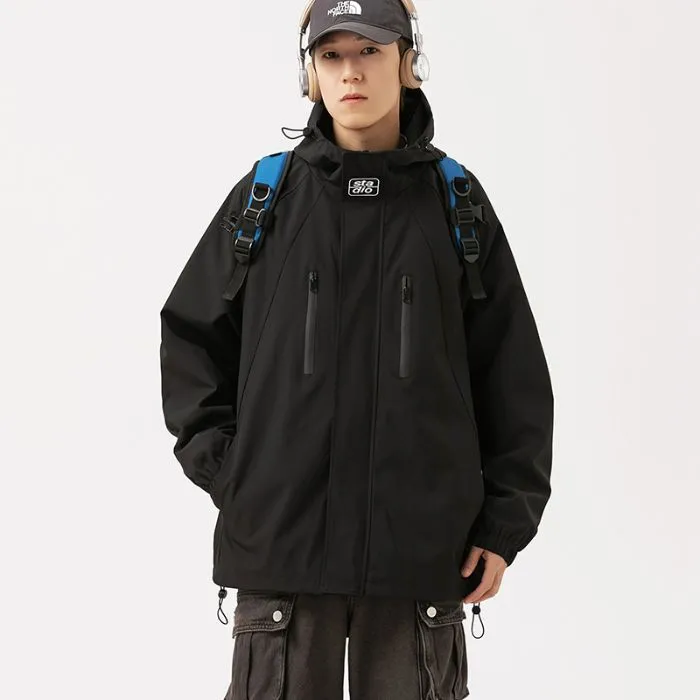 Stylish Hooded Raincoat with Elastic Hem for Men