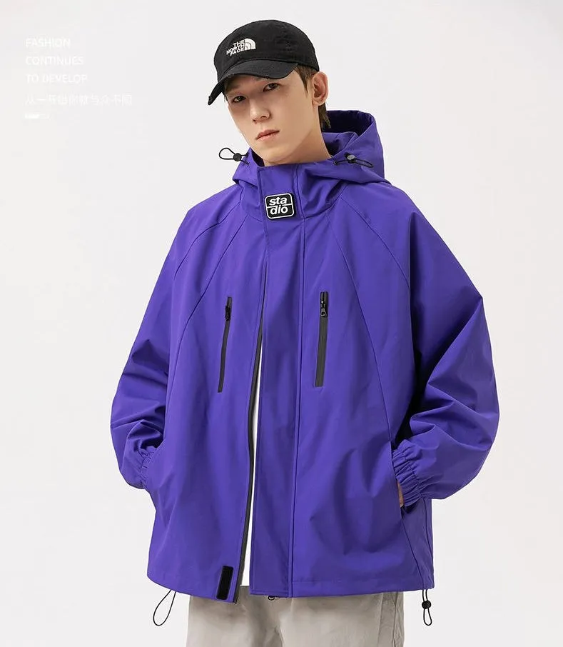 Stylish Hooded Raincoat with Elastic Hem for Men