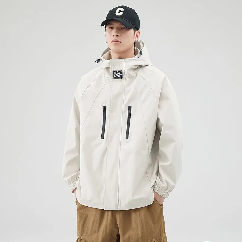 Stylish Hooded Raincoat with Elastic Hem for Men